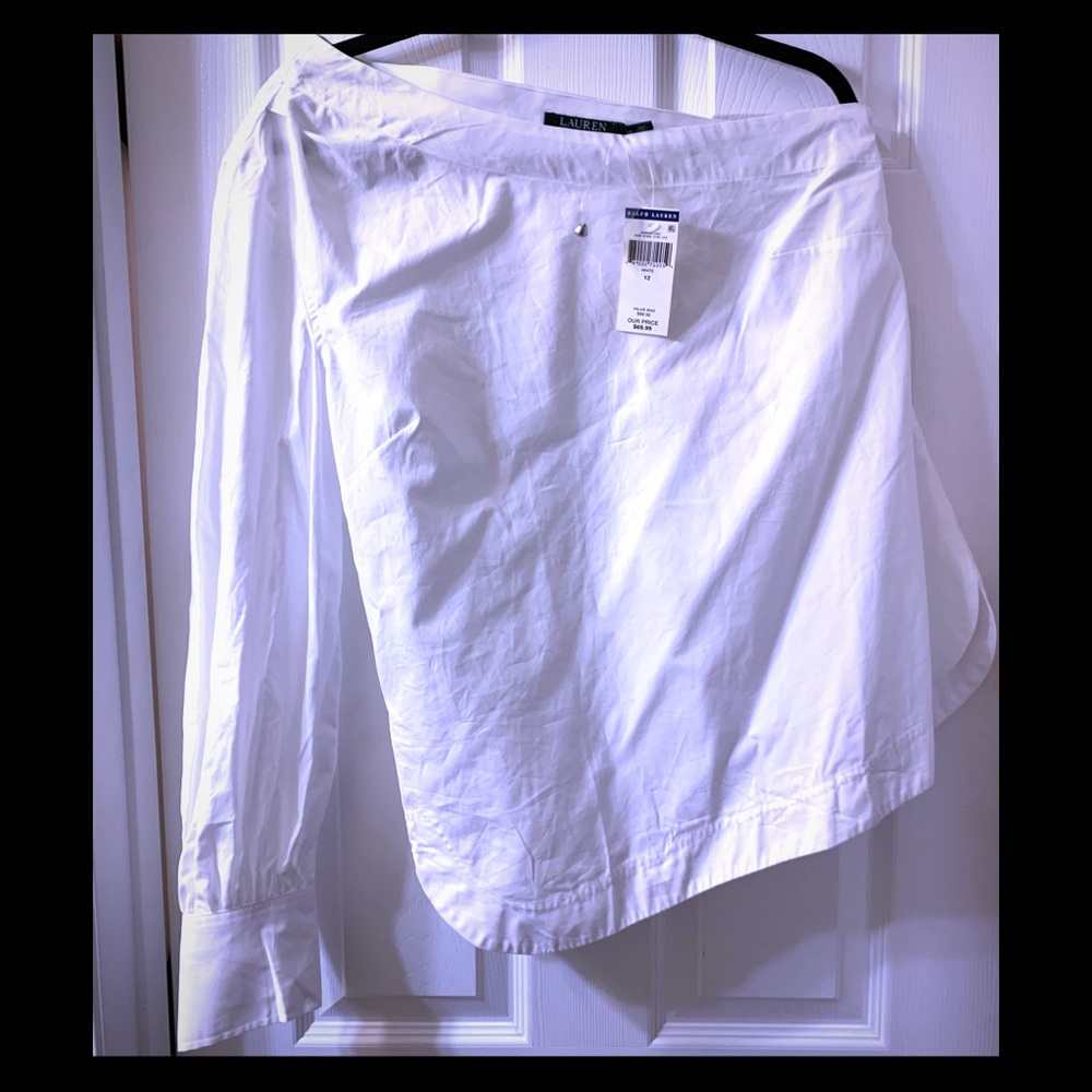 Ralph Lauren Women's Solid One Shoulder Blouse NWT